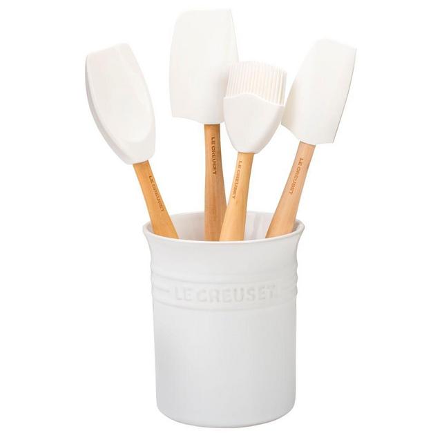 Le Creuset 5 Piece Utensil Set With Crock, White