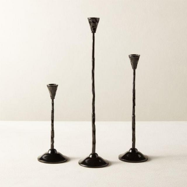 Rho Black Taper Candle Holder Set of 3
