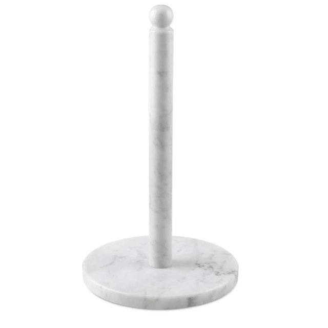 Koville Italian Marble Paper Towel Holder Countertop, Carrara Stone Paper Towel Holder Stand for Kitchen Storage, for Standard or Jumbo-Sized Rolls(Bianco Carrara)