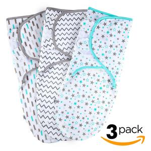 Baby Swaddle Wrap for Newborn | Breathable Plush Cotton With Adjustable Fastener Straps | 3 Set of Unisex Colors And Patterns | Keep Your Infant Safe, Comfy & Warm | 0-3 Month (Small/Medium)