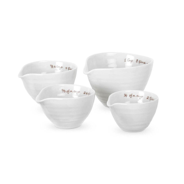 Portmeirion Sophie Conran Measuring Cups, Set of 4 - 1, ½, ⅓, ¼ cup, White