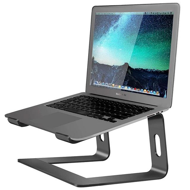 Soundance Aluminum Laptop Stand for Desk Compatible with Mac MacBook Pro Air Apple Notebook, Portable Holder Ergonomic Elevator Metal Riser for 10 to 15.6 inch PC Desktop Computer, LS1 Black