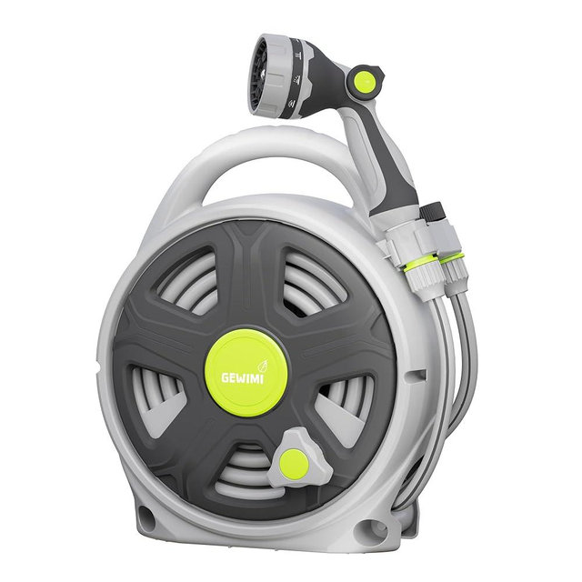 GEWIMI Retractable Garden Hose Reel, 65FT Heavy Duty Hose With 10 Spray Patterns - Leakproof, Durable & Compact Design for Garden Watering, Car Washing, Pet