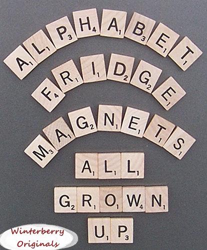 Scrabble Alphabet Refrigerator Magnets . . . .All Grown Up - Learning Toy, Kid's toy, Educational Toy