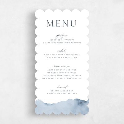 Blue Scalloped Wedding Menu - Cello