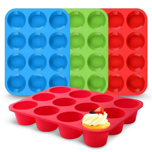 Cheer Collection Food-Grade Nonstick Platinum Silicone 12-Cup Muffin Pan