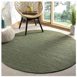 SAFAVIEH Natural Fiber Collection 4' Round Green NF368G Handmade Boho Fringe Woven Premium Jute Living Room Dining Bedroom Foyer Area Rug