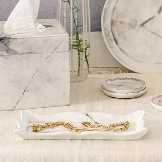 Florentine Wooden Accessories Marble Rectangular Tray