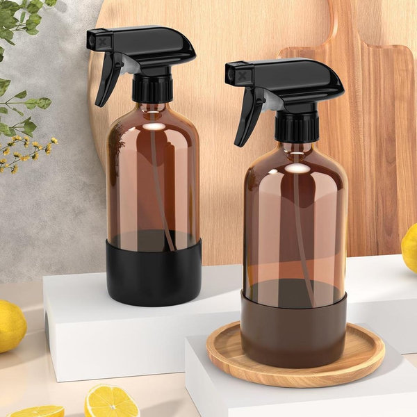 Glass Spray Bottle Set | Black & Brown Colors