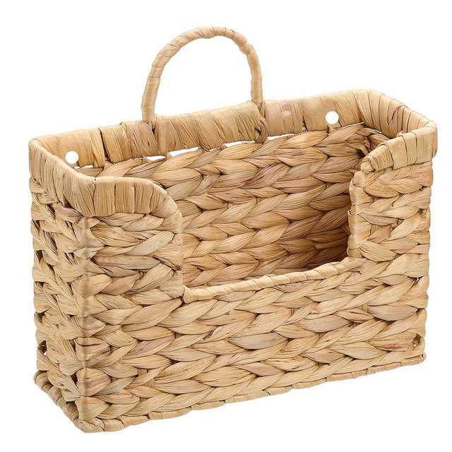 Water Hyacinth Hanging Basket with Handle, Wall Baskets Storage, Wall Mounted Organizer, Magazine holder magazine basket，Farmhouse Baskets for Flowers/Magazine/Fruit Storage