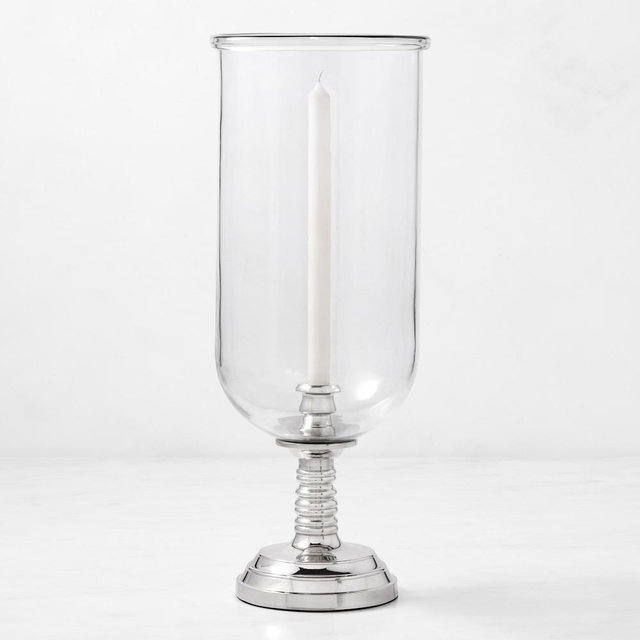 Williams Sonoma Home x Josh Young Cambridge Hurricane Candle Holder, 24", Polished Nickel