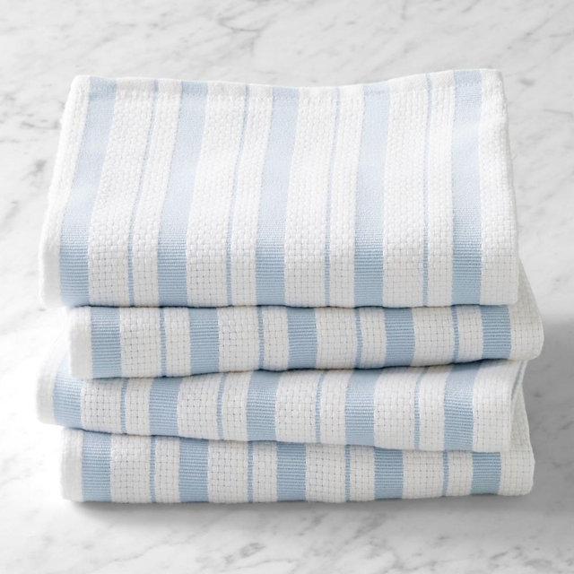 Williams Sonoma Classic Stripe Towels, Set of 4, Ice Water Blue