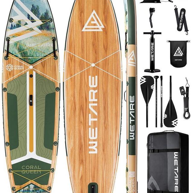 WETARE 11'6"x35" Inflatable Paddle Board, 450lbs Extra Wide Stand Up Sup Board for Adults, Blow Up Paddleboard Kayak Non-Slip Stable Deck Boat for Yoga Fishing Surf