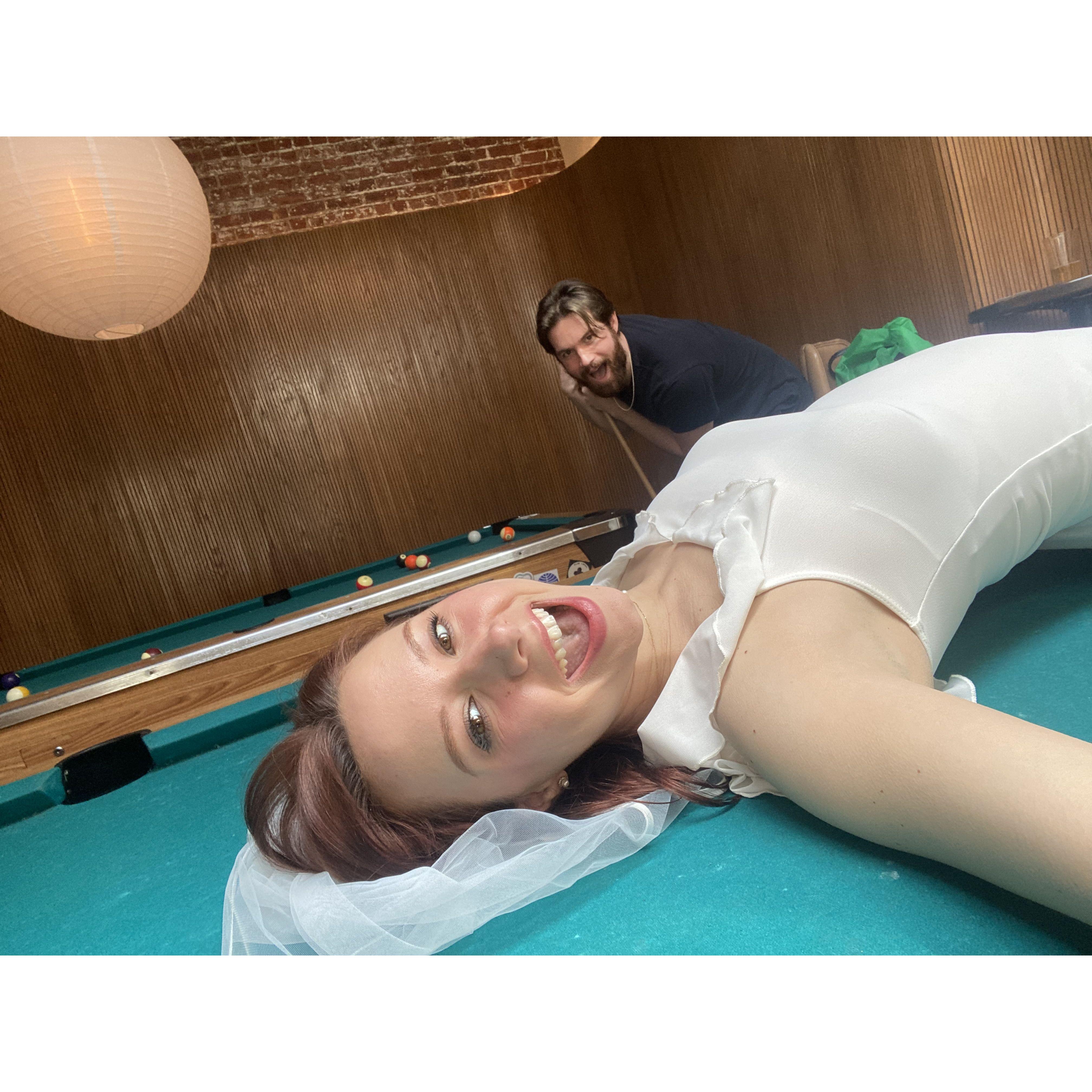 wedding planning and goofing off