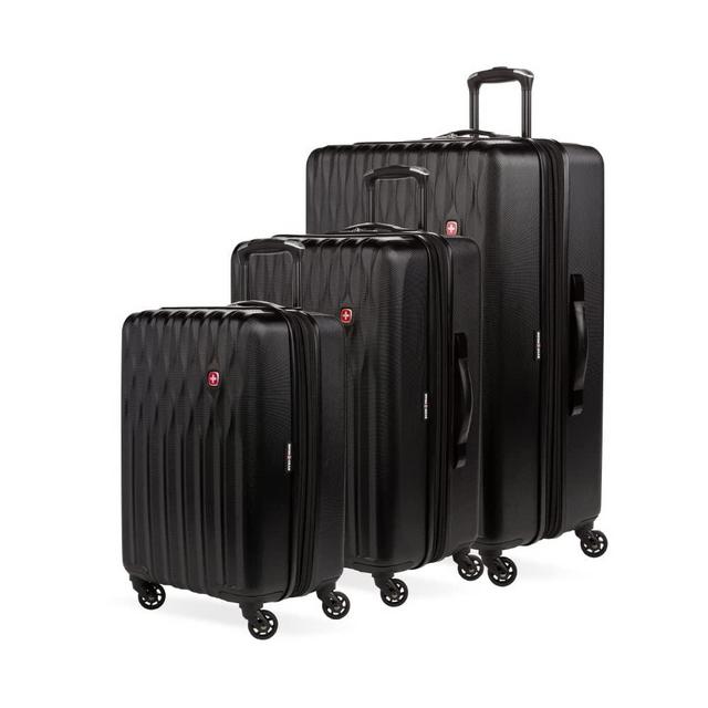 SwissGear 8018 Hardside Expandable Luggage with Spinner Wheels, Black, 3-Piece Set (20/24/27)