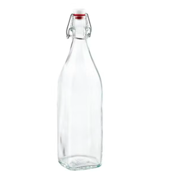 Square Hermetic Glass Bottles-34 oz.