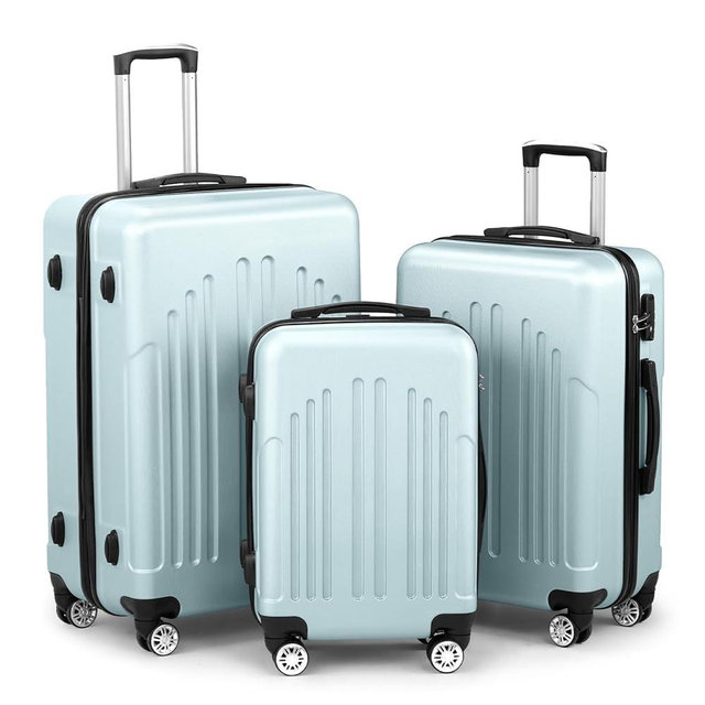 Karl home Luggage Sets 3 Piece, PC+ABS Hardside Suitcase Set with Double Spinner Wheels & TSA Lock for Travel Business, 3-Piece Set (20/24/28), Mint Green