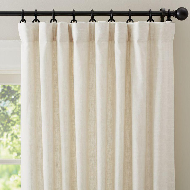 Emery Linen Blackout Curtain, Ivory, 100" W x 84" L