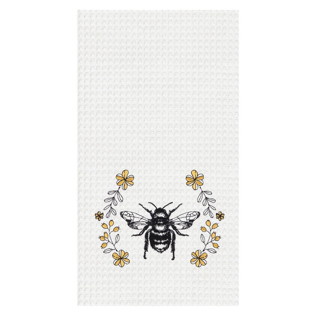 C&F Home Queen Bee Embroidered Cotton Waffle Weave Kitchen Dishtowel, Farmhouse