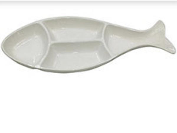 White Fish Divided Serving Dish