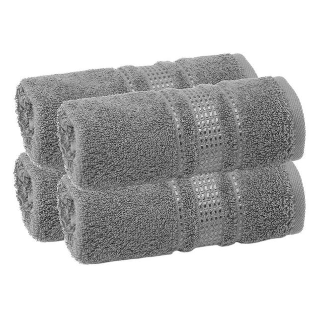 Melissa Linen, 4 Piece Fingertip Towel Set, 100% Turkish Cotton Towels for Body and Face, 12 in x 18 in, Absorbent, Quick Dry, Durable and Soft, Wash Rags for Kitchen, Dark Grey