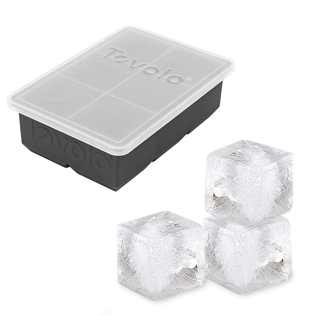 Tovolo King, XL Lid 2" Whisky & Spirits, BPA-Free Silicone, Dishwasher-Safe Ice Cube Tray, Single, Charcoal