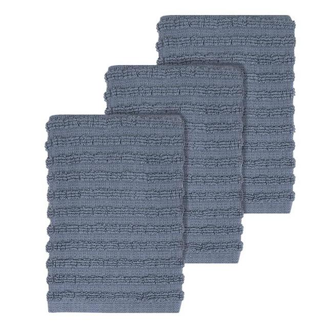 Ritz Royale Collection 100% Combed Terry Cotton, Highly Absorbent, Kitchen Dish Cloth Set, 13-3/4" x 12", 3-Pack, Solid Federal Blue