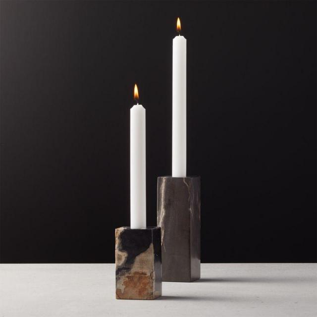 CB2 - Petrified Wood Taper Candle Holders