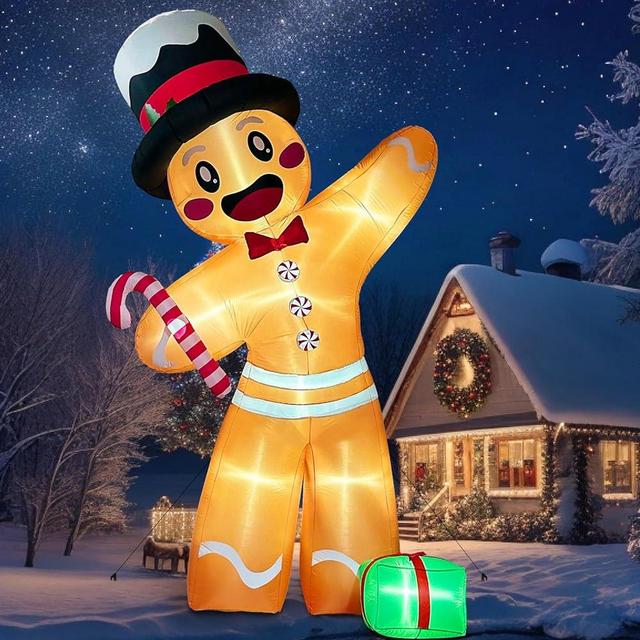 OurWarm 12FT Gingerbread Man Christmas Inflatables, Christmas Inflatables Outdoor Decorations, Christmas Blow Up Yard Decorations Gingerbread Christmas Decorations for The Yard, Lawn, Garden