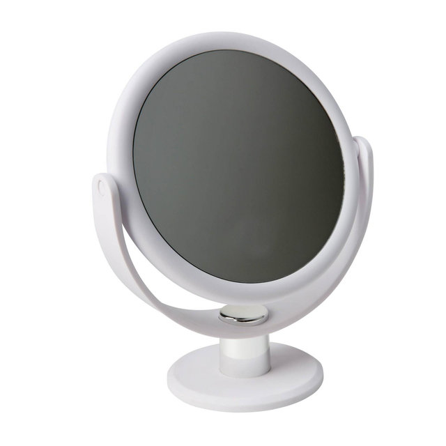 7" Vanity Rubberized 1X-10X Magnification Mirror White - Home Details: Dual-Sided, Portable, No Assembly Required