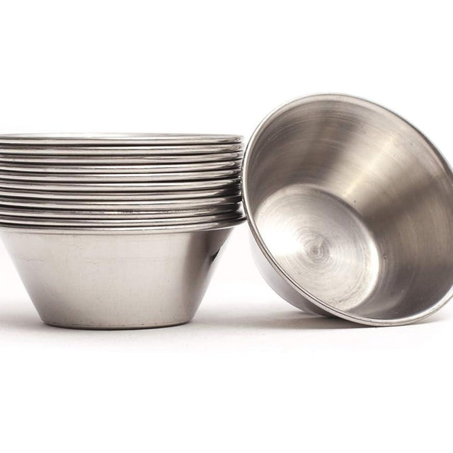 EHOMEA2Z Ramekins Stainless Steel Condiment Sauce Cups, Metal Ramekins, Commercial Grade, Multifunctional, Ideal for All Hot and Cold Sauces, Individual Portion Cups (24, 1.5 oz)