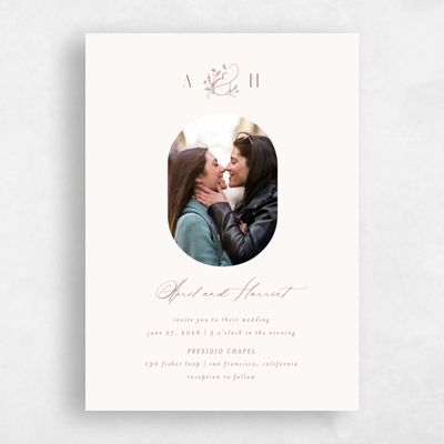 Beige Wedding Invitation - Olmo Frame