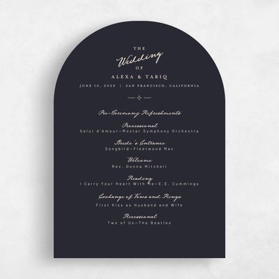Black Arch Wedding Program - Finnian