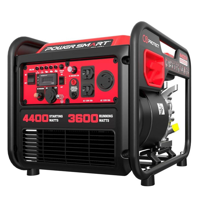 4400-Watt Portable Inverter Generator, PowerSmart Gas Powered, CO-Sensor, Lightweight & Quiet for Home Use and Emergency Backup, Camping, EPA Compliant