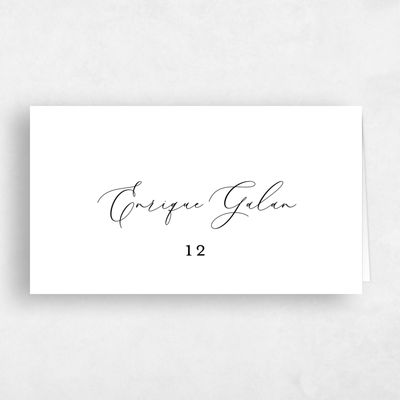 White Typography Wedding Place Card - Marlow