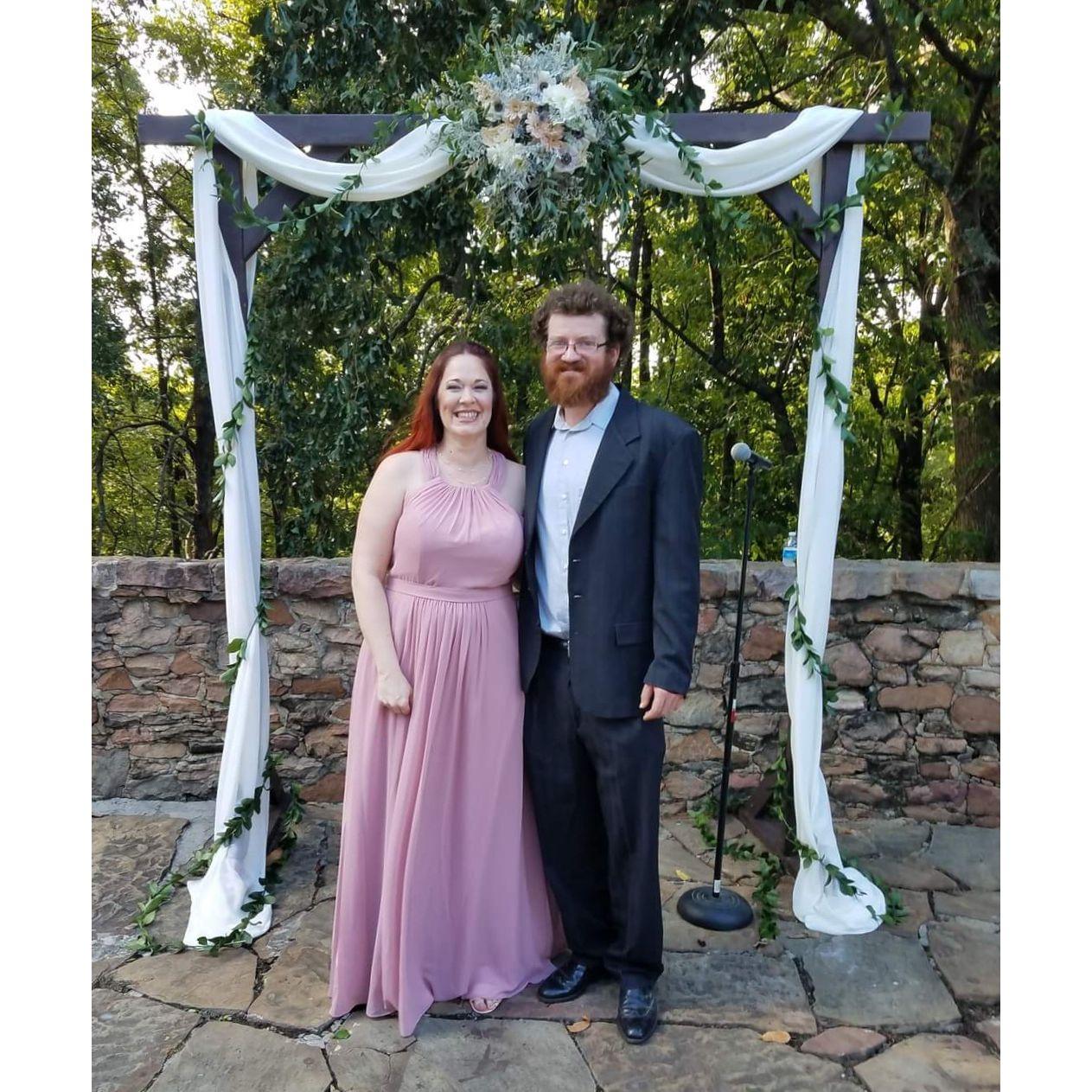 At my sister's wedding, all dressed up! September 2018.