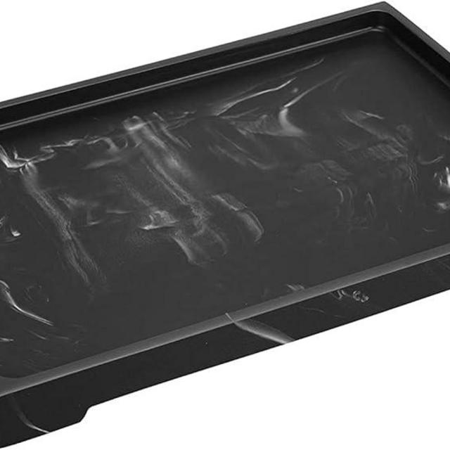 Luxspire Vanity Tray, Bathroom Tray Toilet Tank Storage Tray, Resin Kitchen Sink Trays, Vanity Countertop Organizer for Candles Towel Bottles Perfume Holder Serving Trays, Marble Style -Large- Ink
