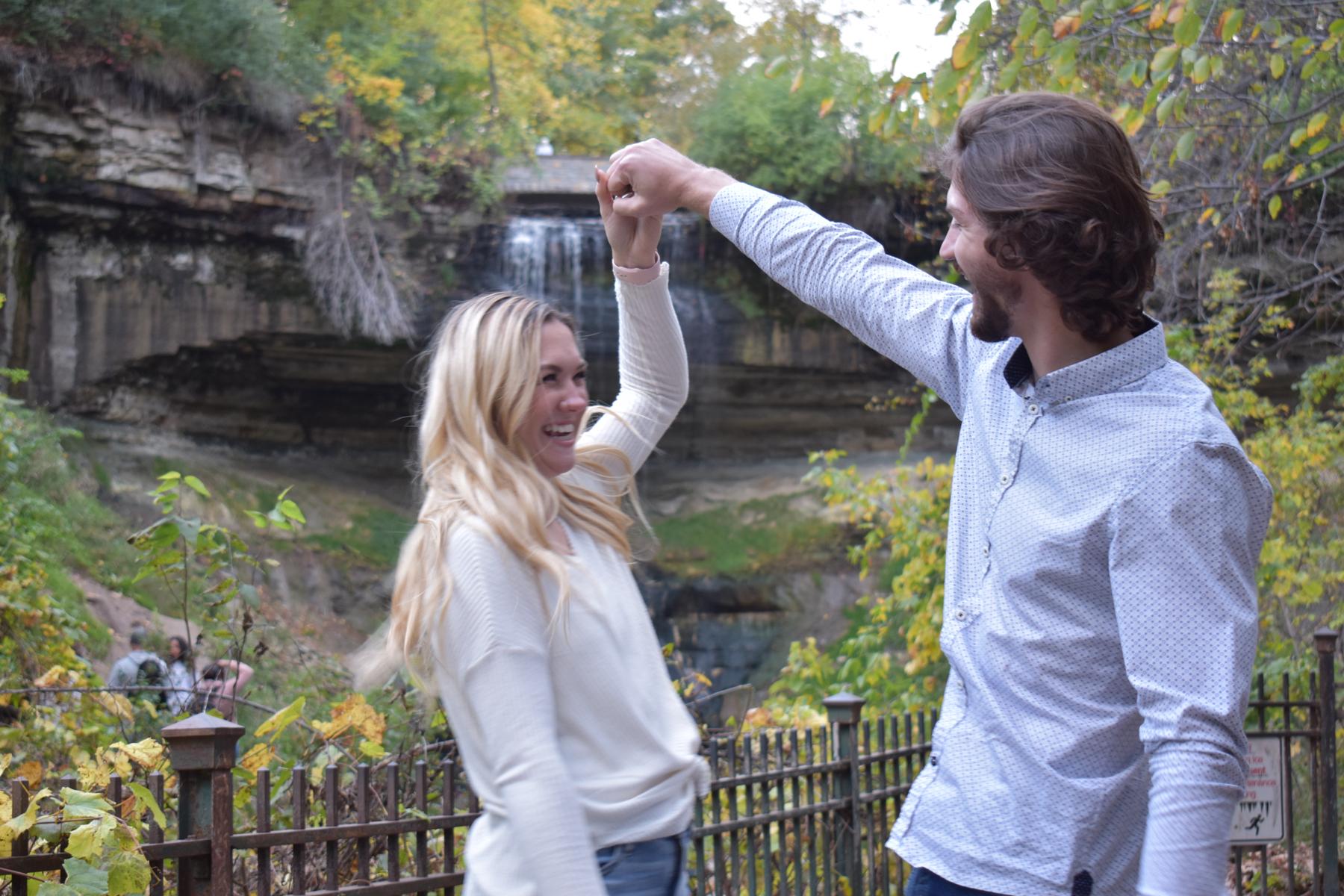 Our first round of engagement photos at Minnehaha Falls. Taken by Josh’s dad, Curt. September 2021