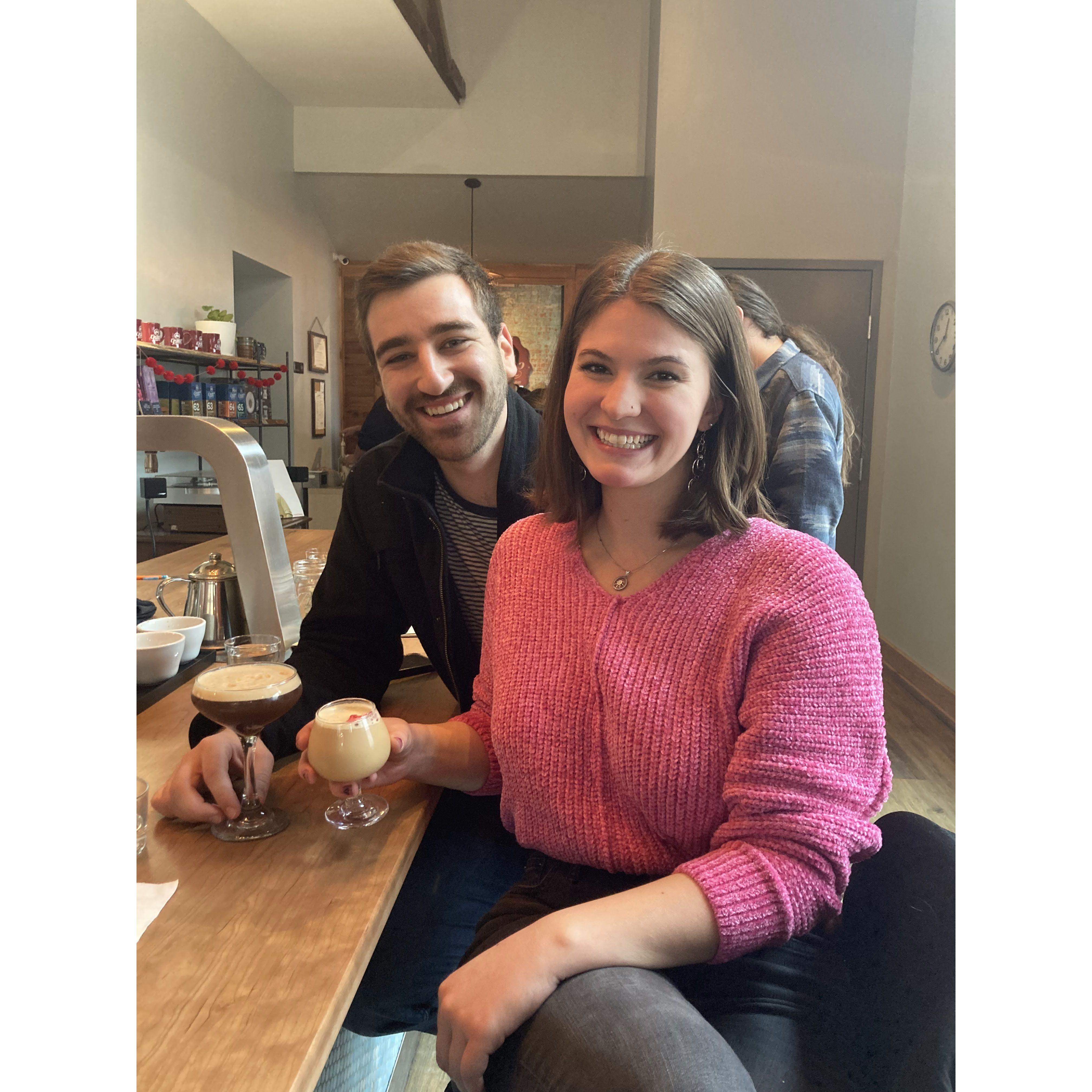 At our favorite coffee shop of all time (Analog) in Cincinnati, OH.