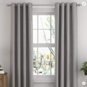 2 Panel Thermal-Insulated 100% Total Blackout Grommet Window Curtains - Becky Cameron (Set of 2) - Light Gray