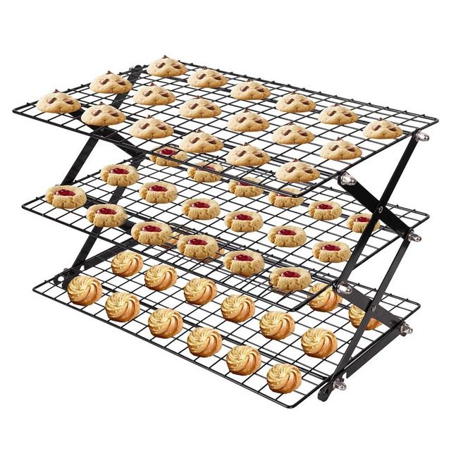 ShellKingdom 3 Tier Collapsible Cooling Rack, Outdoor Camping Picnic Shelf, Wire Cooling Rack for Baking, Cookies, Cake, Roasting, Grilling, Drying Rack