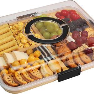 Travel Charcuterie Board with Clear Lid | 4 Compartments Black