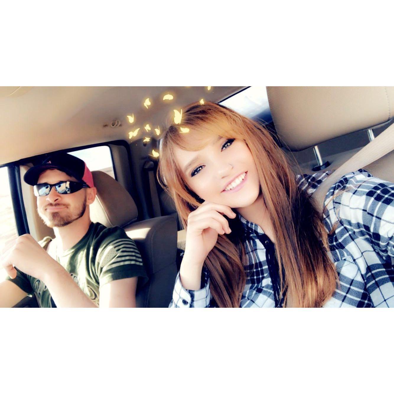 Driving back from my home town Vegas! He was helping me move here!!