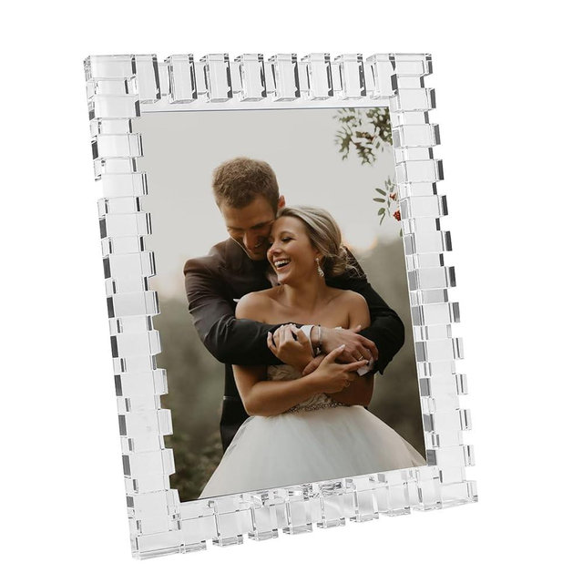 kitCom 8x10Inch Crystal Wedding Frame of Keepsake Photo Frames, Crystal Picture Frames with Sparkling Design, Tabletop Display Decor Frame(Fit 8x10 Max Photos), Clear with Gift Box
