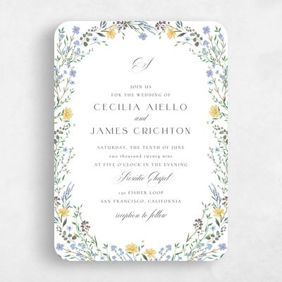 White Rounded Wedding Invitation - Papillon Classic