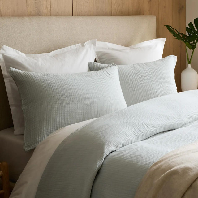 Organic Airy Gauze Duvet Cover Set - Mist, Full/Queen