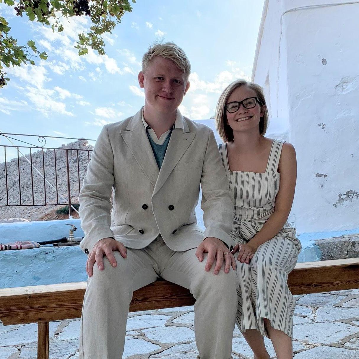 Bridger and Natalie in Greece at her cousin's wedding