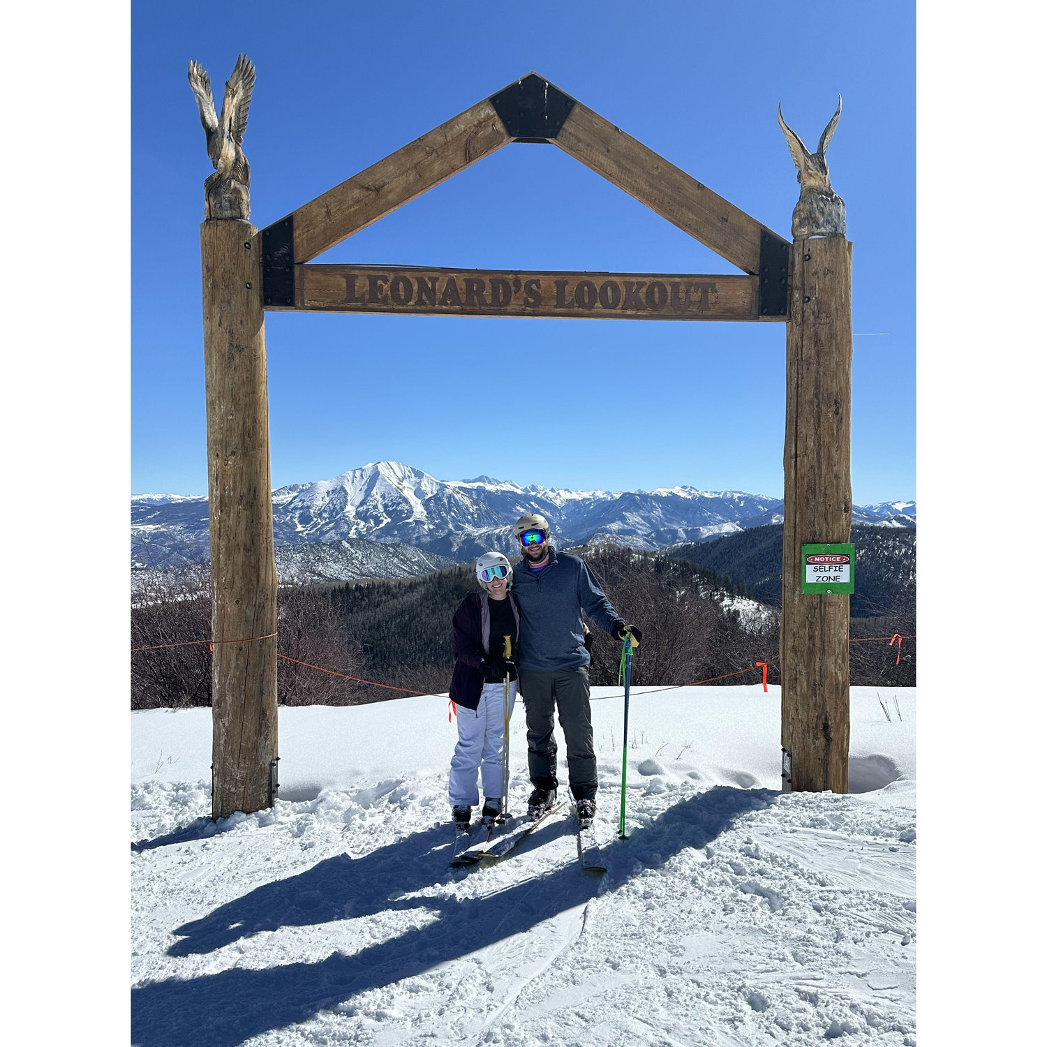Jake convincing Lea skiing is fun…
