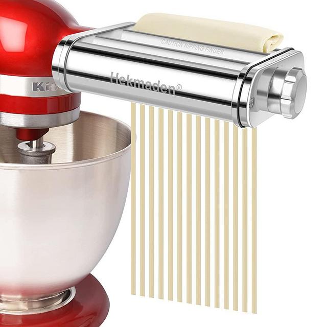 Hekmaden Pasta Maker Attachment for KitchenAid Stand Mixers 3 in 1,Stainless Steel,Pasta Roller and Cutter for Spaghetti, Fettuccine, or Dumpling Wrappers