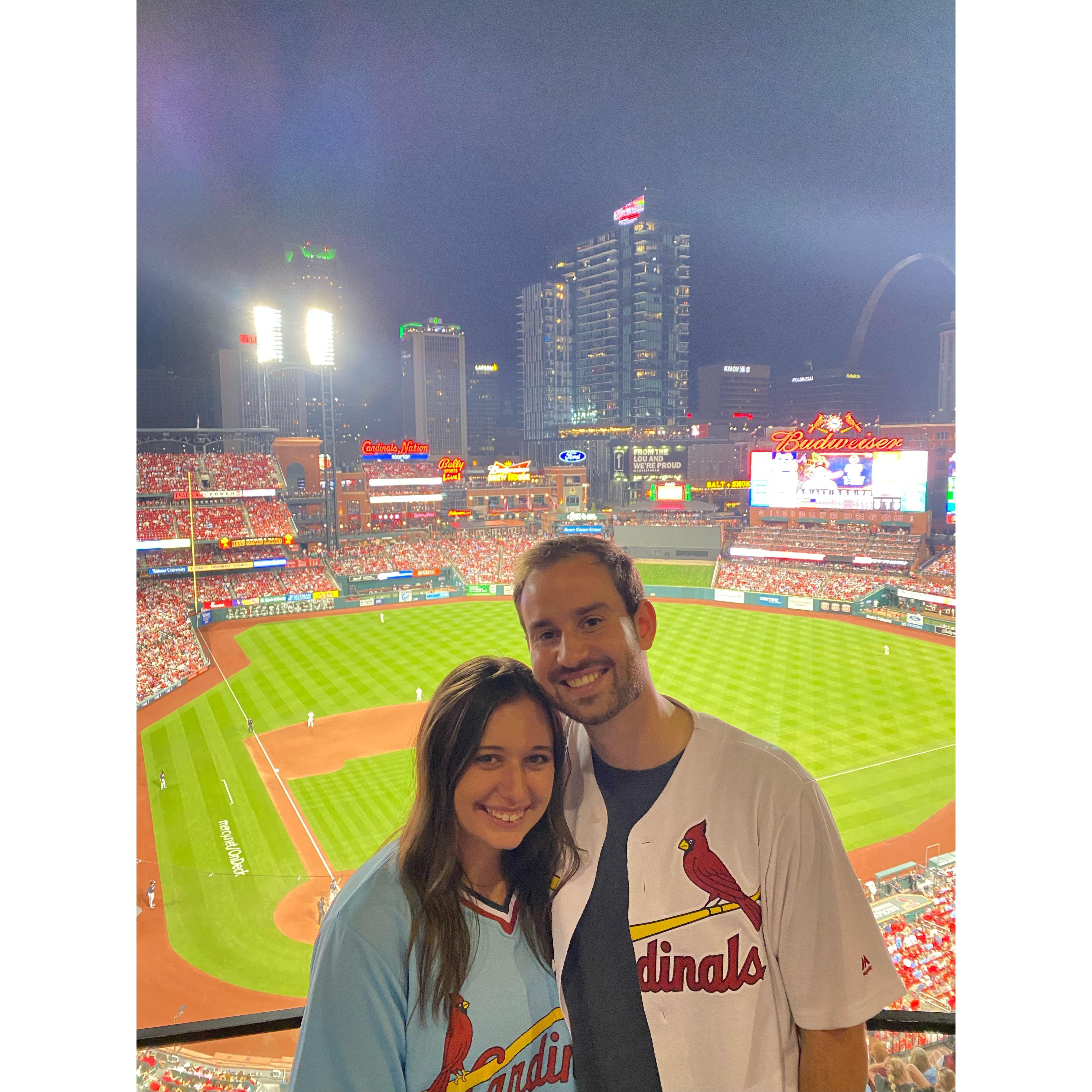 Austin's first time at Bush Stadium (yes, Austin is wearing the Cardinals jersey)
